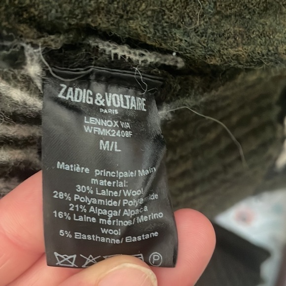 ZADIG & VOLTAIRE Green Animal Print Zip up Sweater with Hood M/L - Picture 5 of 6